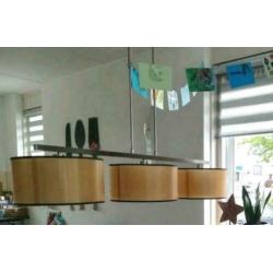 RVS hanglamp 3 kappen, dimbaar