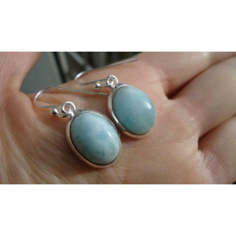 925 zilver / zilveren oorbellen met larimar - Vanoli