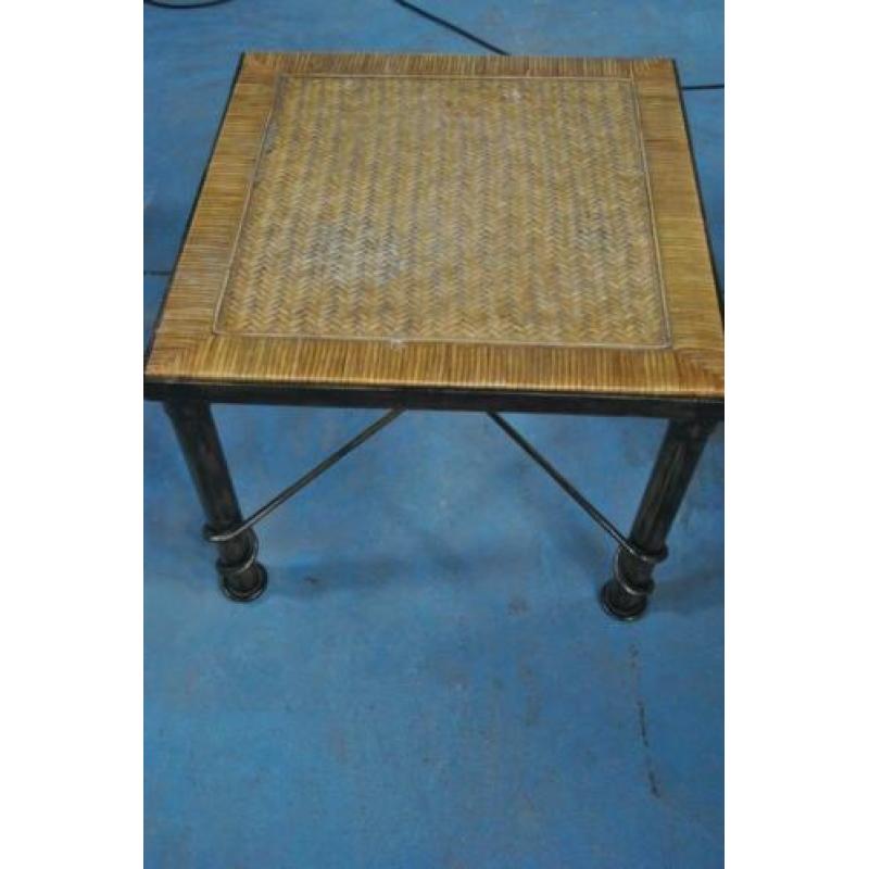 Bijzettafel, tafel, riet, metaal