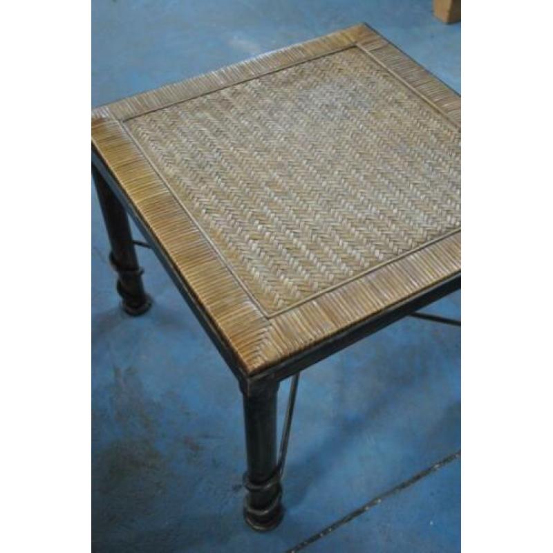 Bijzettafel, tafel, riet, metaal