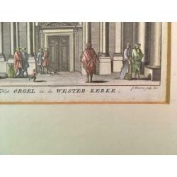 Interieur Westerkerk, twee antieke gravures