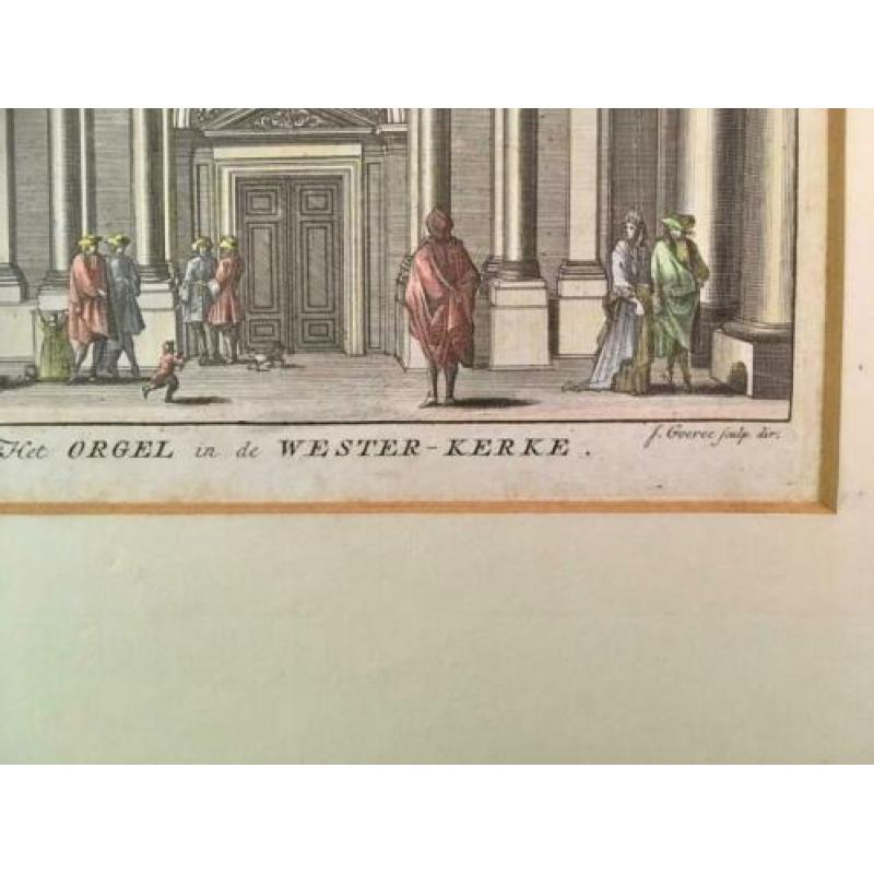 Interieur Westerkerk, twee antieke gravures