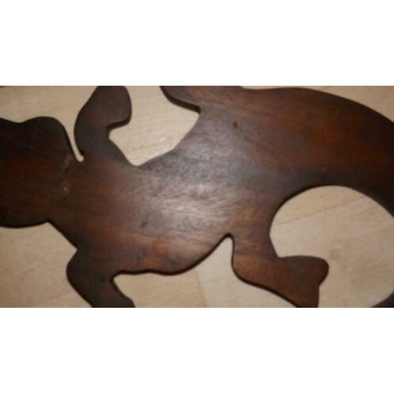 Gekko van hout 30 cm leuk voor dotting tool of verf