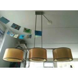RVS hanglamp 3 kappen, dimbaar