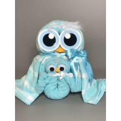 Cadeau Set Handdoeken en Theedoeken uil blauw