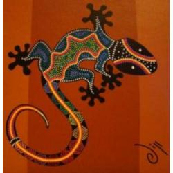 Gekko van hout 30 cm leuk voor dotting tool of verf