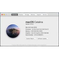 Mac mini 2.5Ghz late 2012 met 480GB SSD schijf