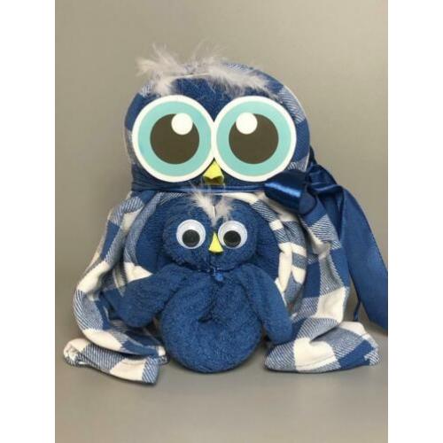 Cadeau Set Handdoeken en Theedoeken uil blauw