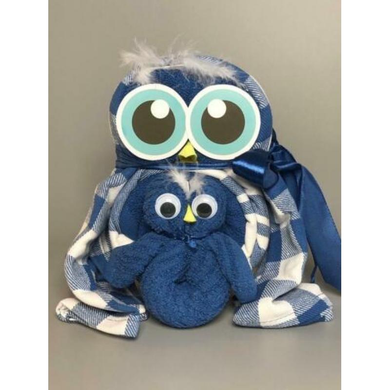 Cadeau Set Handdoeken en Theedoeken uil blauw