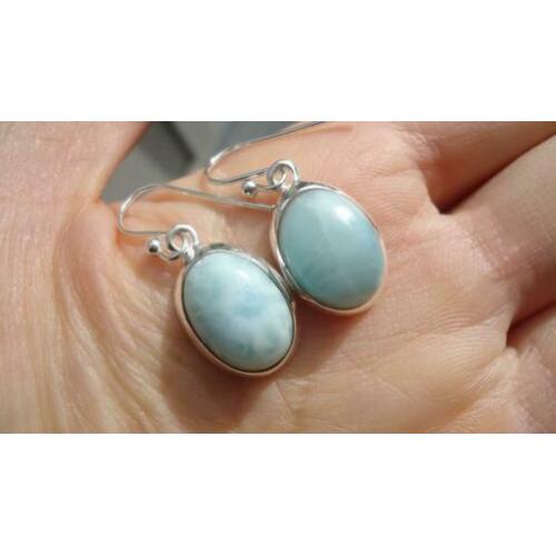 925 zilver / zilveren oorbellen met larimar - Vanoli