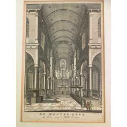 Interieur Westerkerk, twee antieke gravures