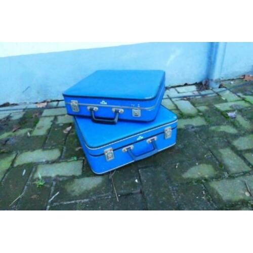 KLM koffers van 19,50 voor 14,50 p/st vintage blauw jaren 60