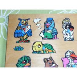 Houten knopjes puzzel Fabeltjeskrant uit 1986