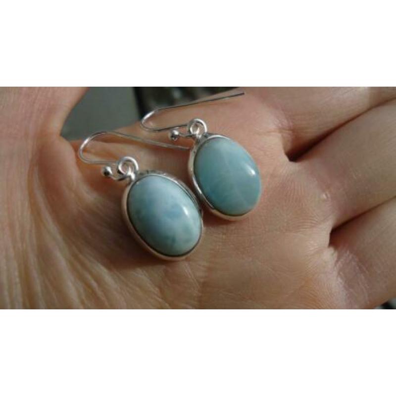 925 zilver / zilveren oorbellen met larimar - Vanoli