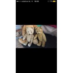 4 Teddy beren, 31, 42, 75 cm groot, jaren 1930-1960