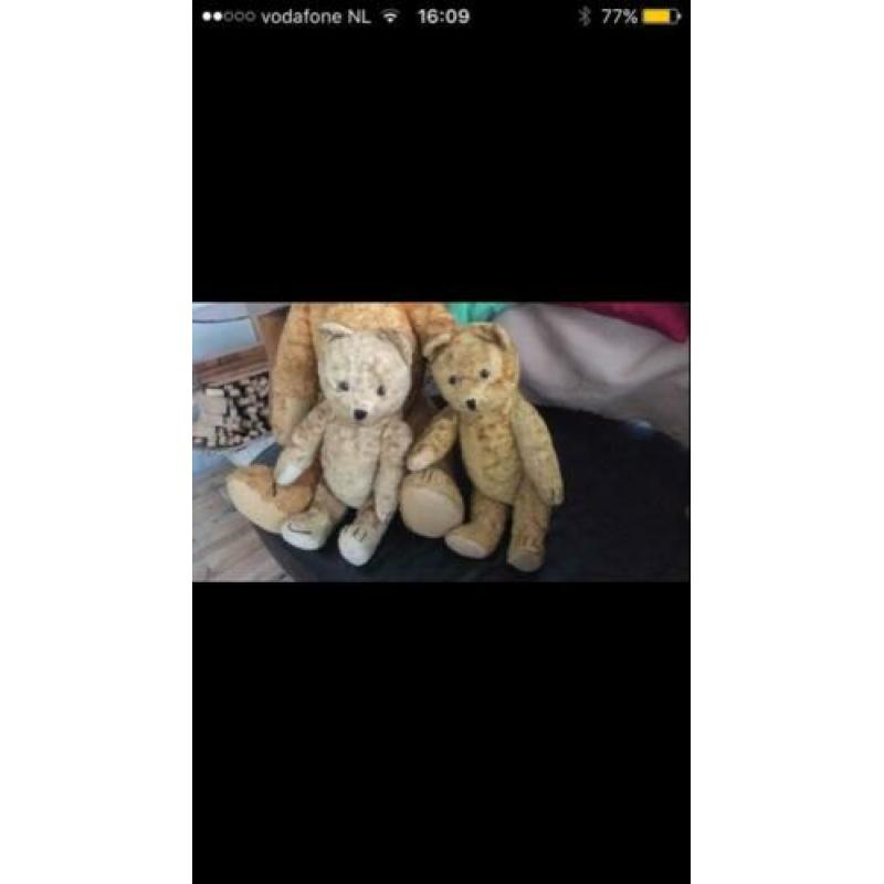 4 Teddy beren, 31, 42, 75 cm groot, jaren 1930-1960