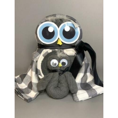 Cadeau Set Handdoeken en Theedoeken uil grijs