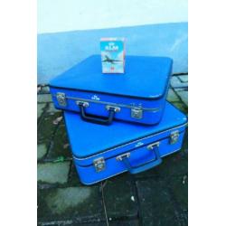 KLM koffers van 19,50 voor 14,50 p/st vintage blauw jaren 60