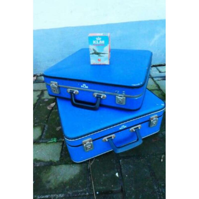 KLM koffers van 19,50 voor 14,50 p/st vintage blauw jaren 60