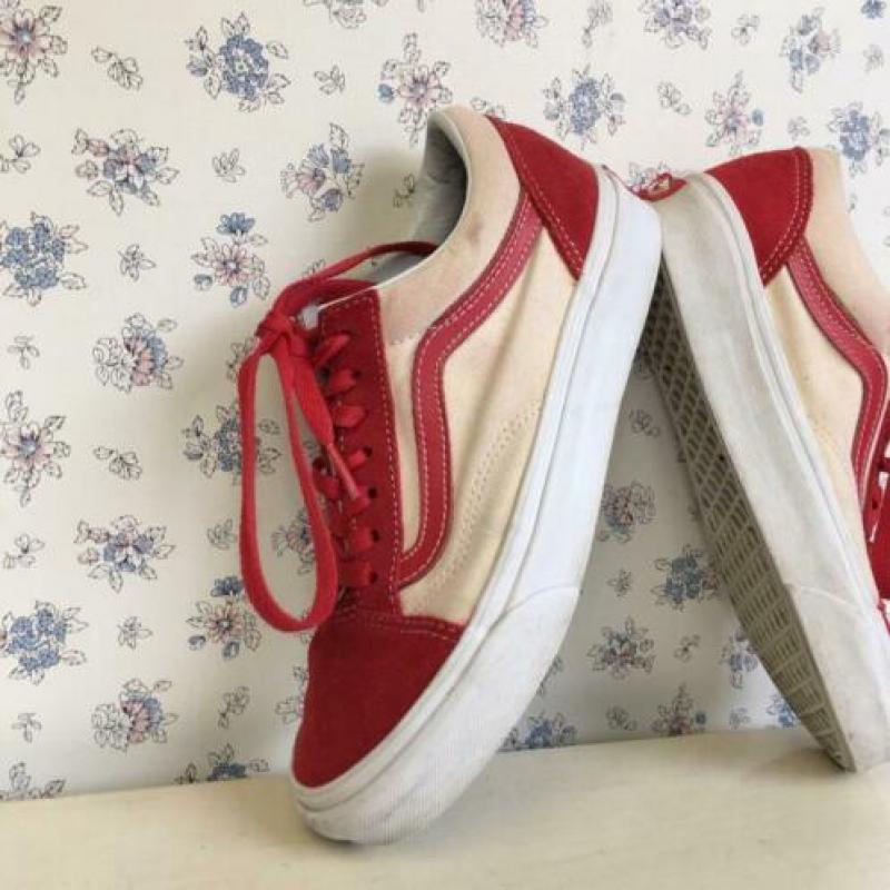 VANS Old Skool rood met witte gympen sneakers 36