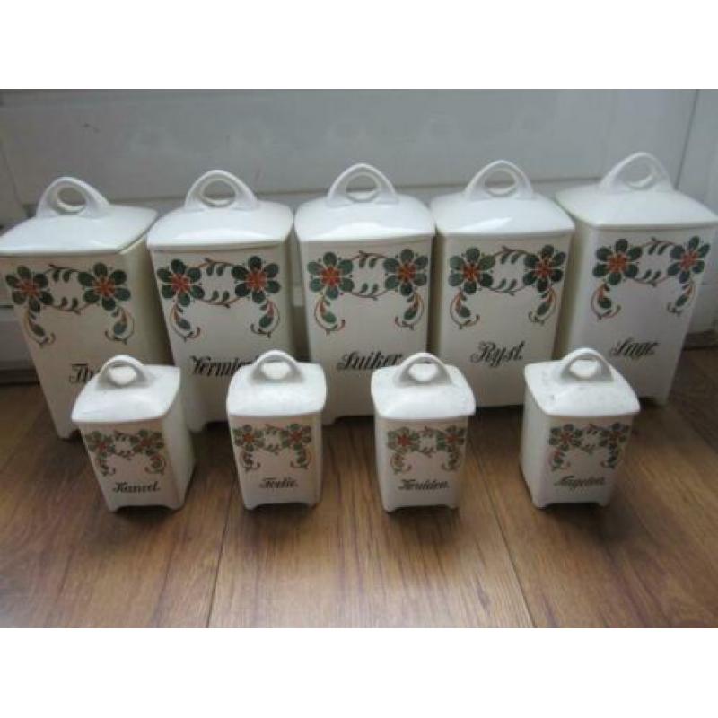 Annaburg voorraadpotten groen oranje creme Vintage
