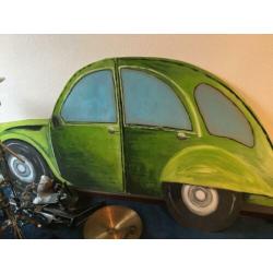Houten wanddecoratie van groene eend
