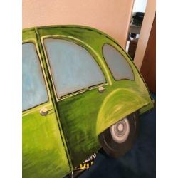 Houten wanddecoratie van groene eend