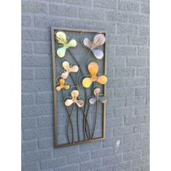 Prachtig mooi metalen flower wandornament-bloem-deco