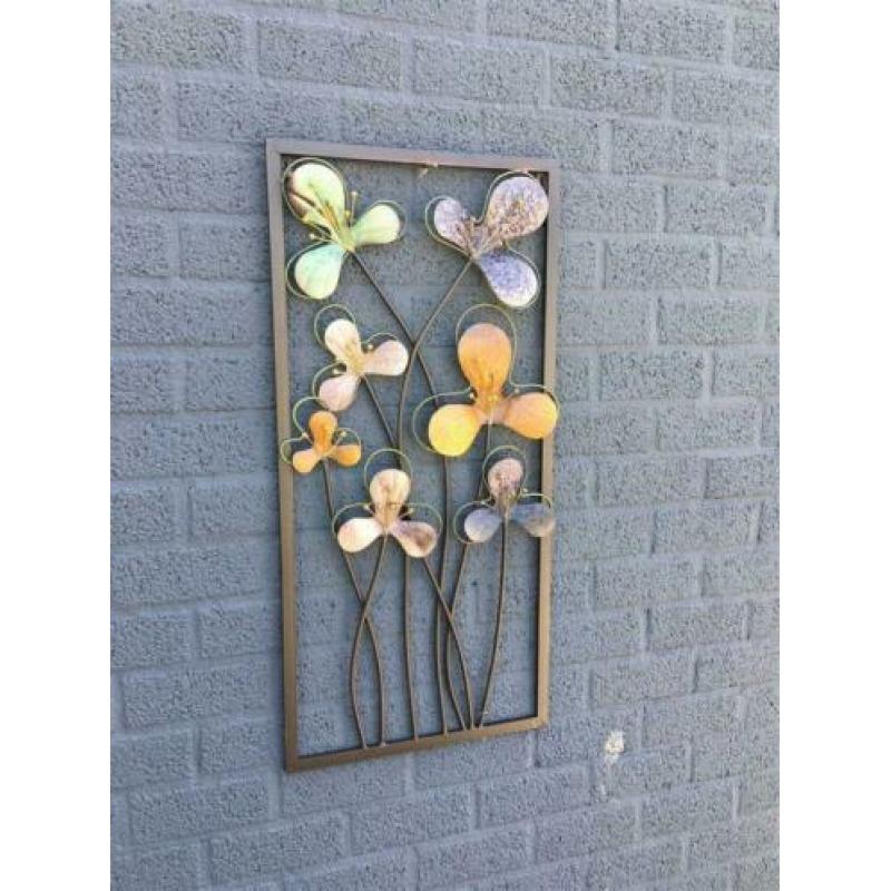 Prachtig mooi metalen flower wandornament-bloem-deco