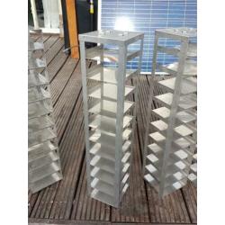 Rvs opbergrekken, stellingrek 6st. 63,5 hoog 13,5x14cm