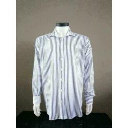 Tailor and Son overhemd. Blauw Wit gestreept. Maat 43 / XL