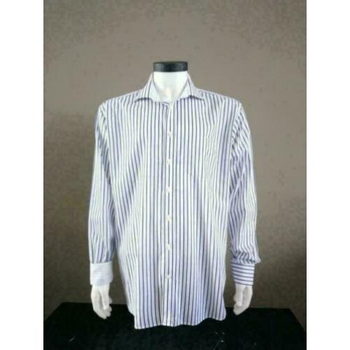 Tailor and Son overhemd. Blauw Wit gestreept. Maat 43 / XL