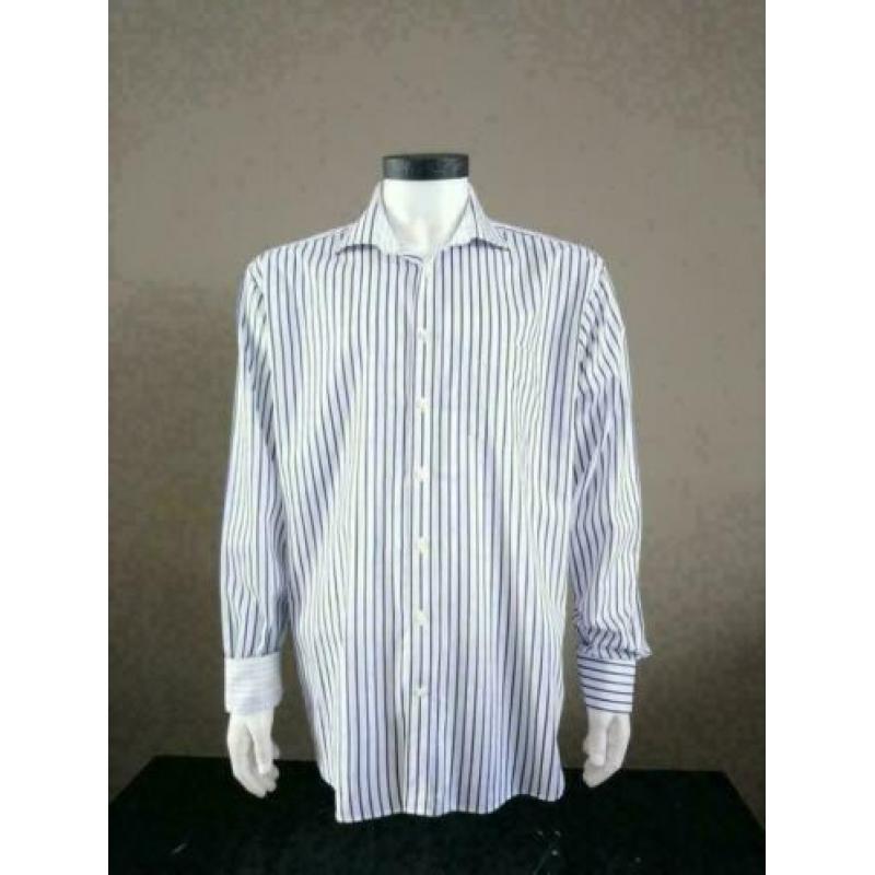 Tailor and Son overhemd. Blauw Wit gestreept. Maat 43 / XL