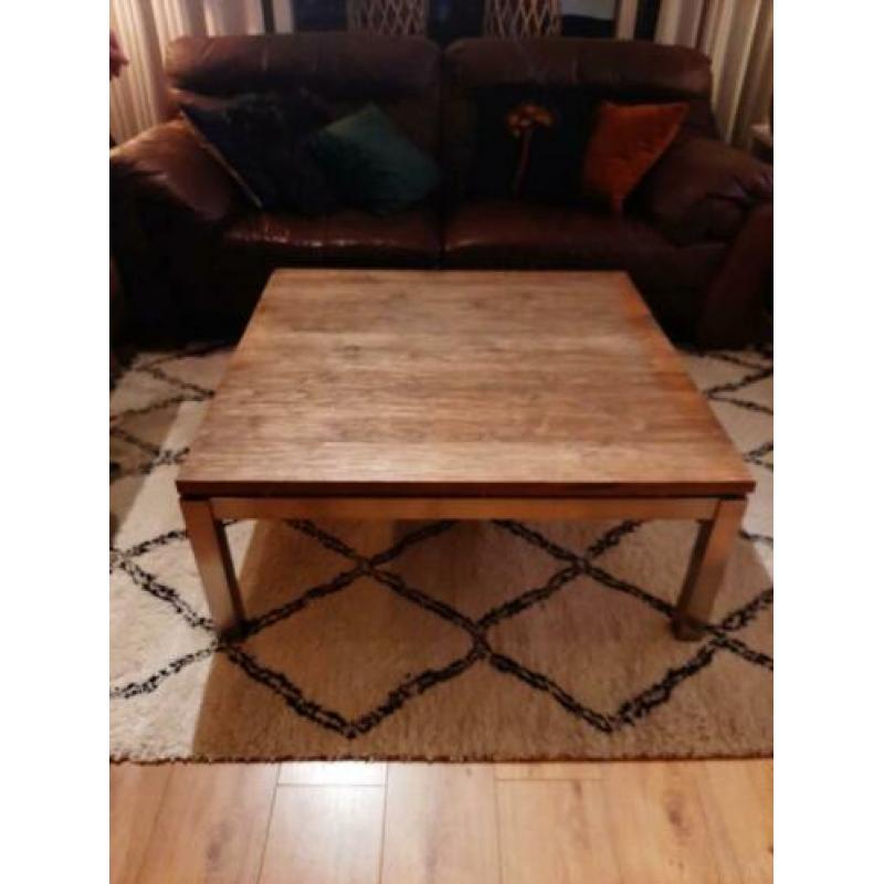 zgan salontafel rvs plus hout altijd glasplaat erop gehad
