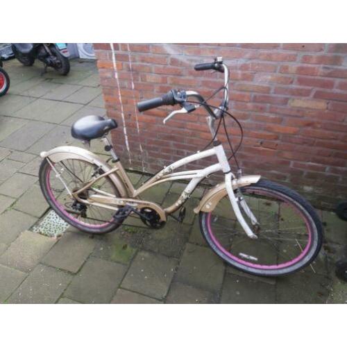 te koop damesfiets cruiser fiets goud met wit