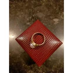 Parel ring goud op zilver