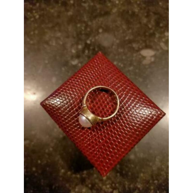 Parel ring goud op zilver