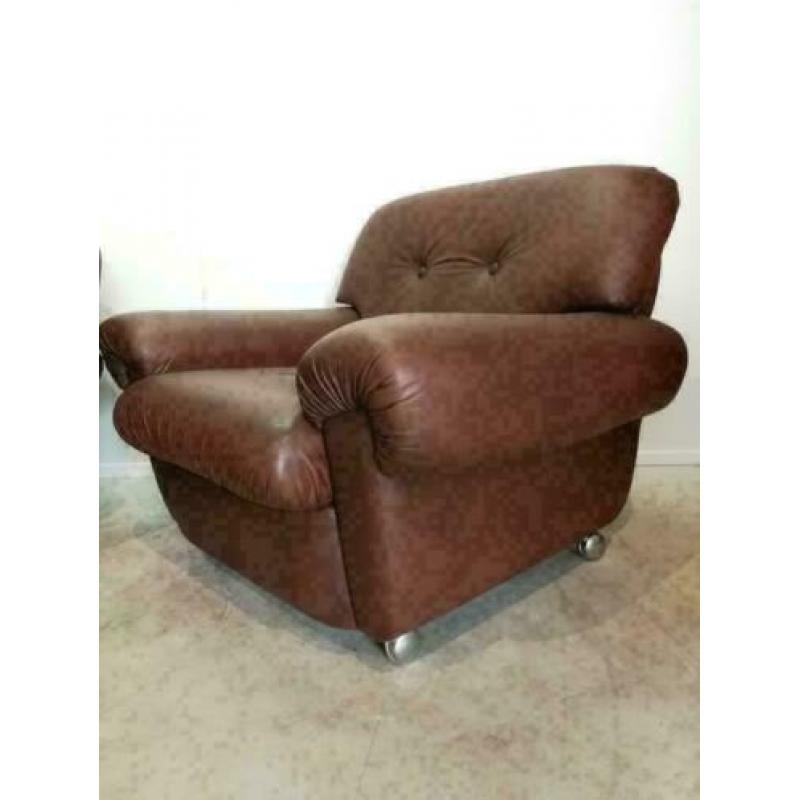 Lederen vintage fauteuils / Italiaans design