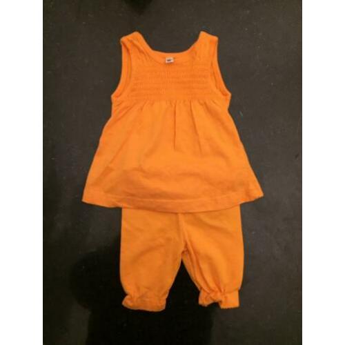 Baby Setje Broek Shirt Jurkje Oranje Maat 68