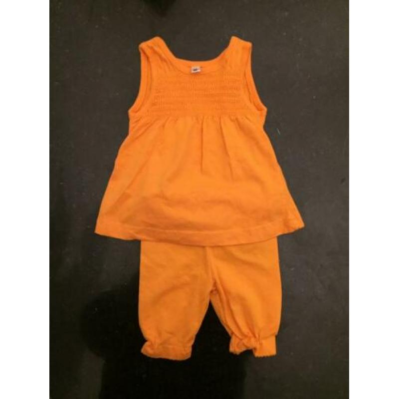 Baby Setje Broek Shirt Jurkje Oranje Maat 68