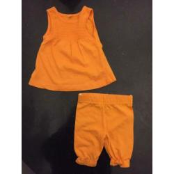 Baby Setje Broek Shirt Jurkje Oranje Maat 68