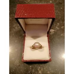 Parel ring goud op zilver