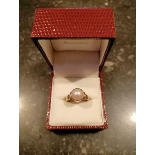 Parel ring goud op zilver