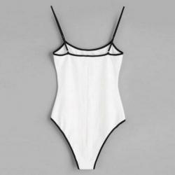 Zwarte witte babydoll met roos bodysuit lingerie 34 36 38 40