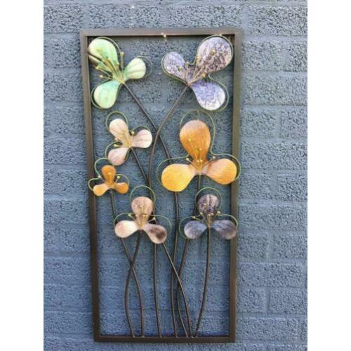 Prachtig mooi metalen flower wandornament-bloem-deco