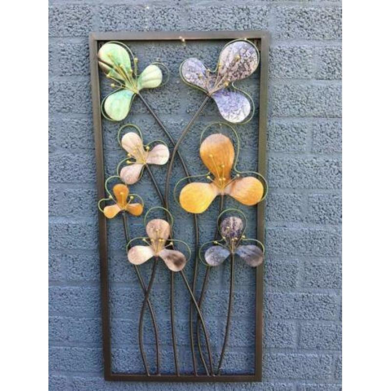 Prachtig mooi metalen flower wandornament-bloem-deco