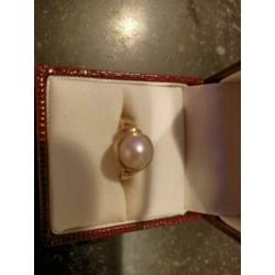 Parel ring goud op zilver