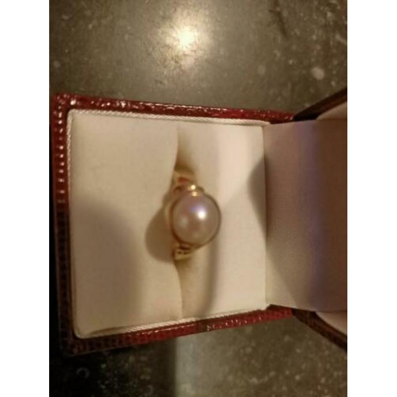 Parel ring goud op zilver