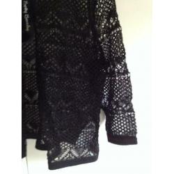 Betty barclay zwart linnen vest / kanten vestje mt 40 nieuw
