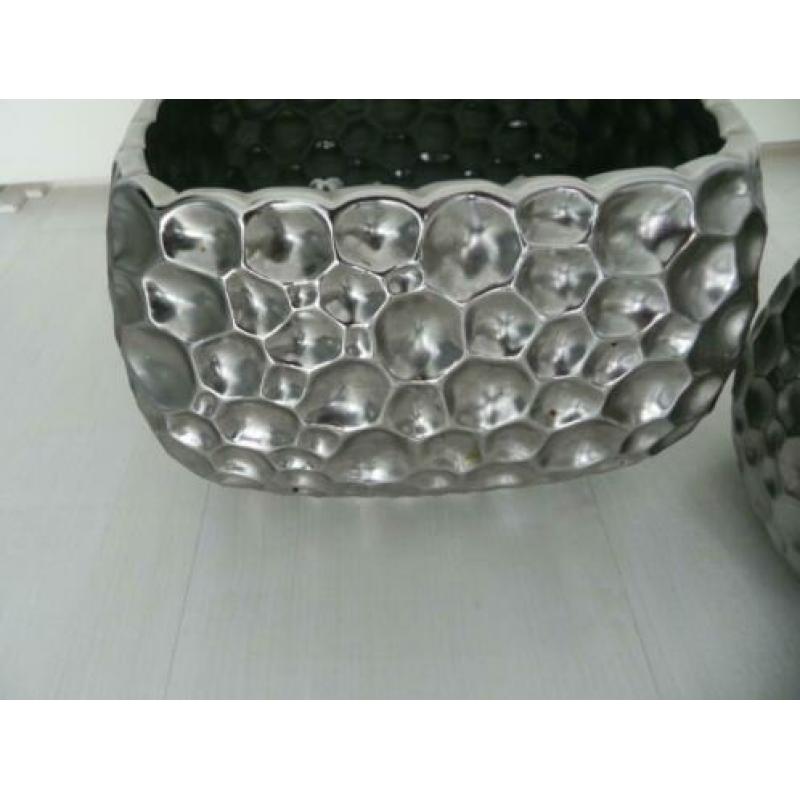 2 delige LUXE BLOEMPOTTENSET - ZILVER - voor maar €14,00